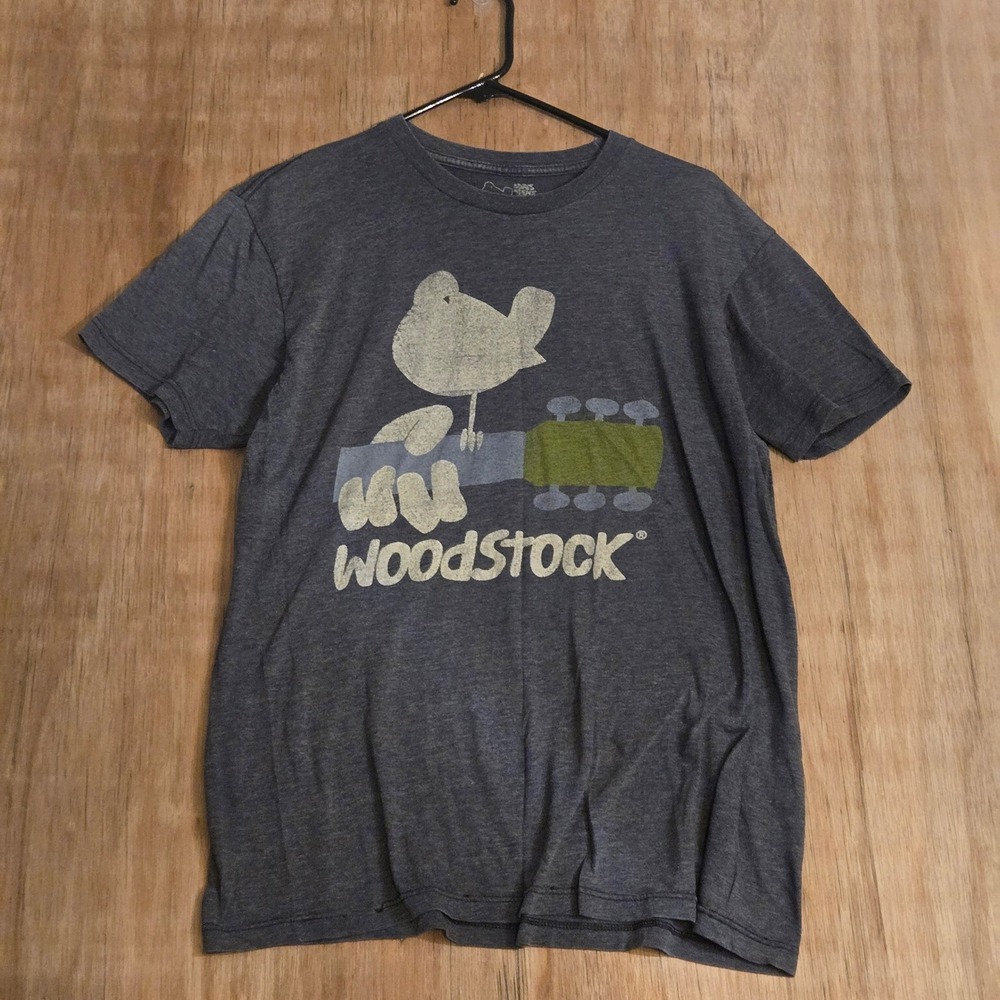 Woodstock 3 Days of Peace & Music Graphic T-Shirt Mens L Gray Heather Distressed